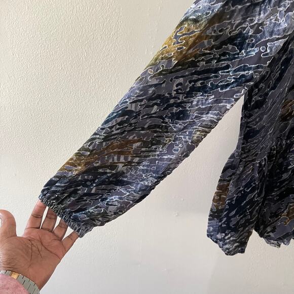 Sundance Burnout Velvet Blouse Womens Med Sheer Silk Blend Whimsigoth Fairy Boho - Picture 3 of 8